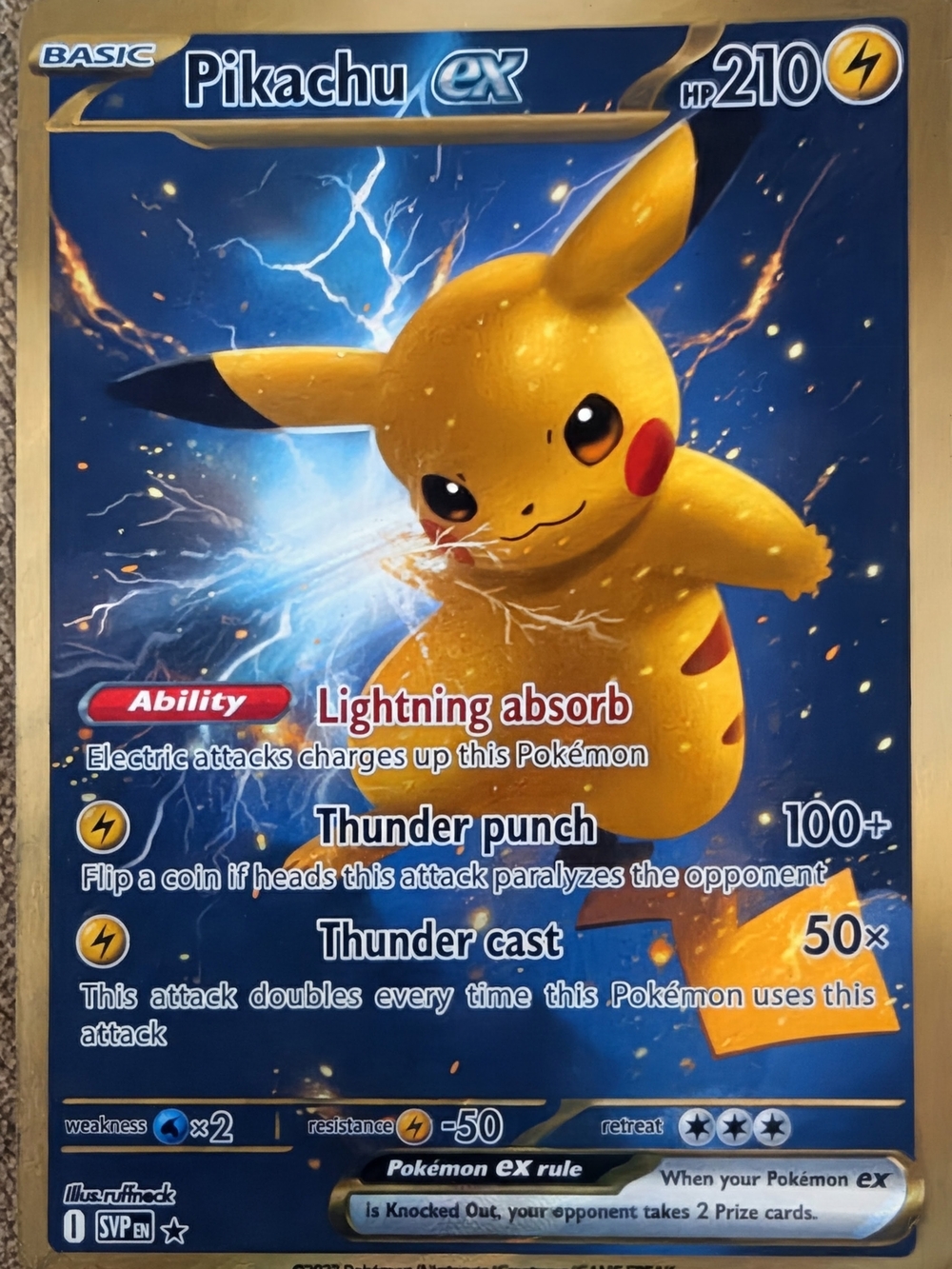 Pikachu EX Lightning Punch Party Poster - Yellow